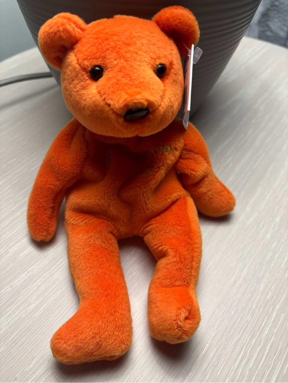 Plush Orange Teddy Bear Kids Toy - Soft Cuddly Bear